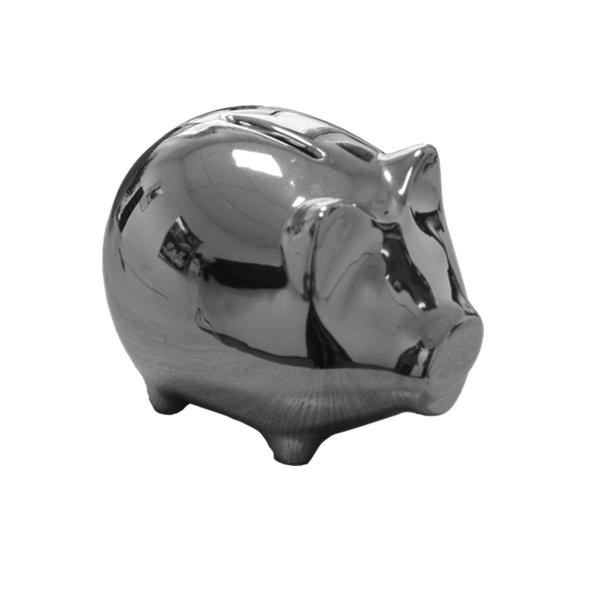 Piggy Bank 13 x 9,5 cm silver