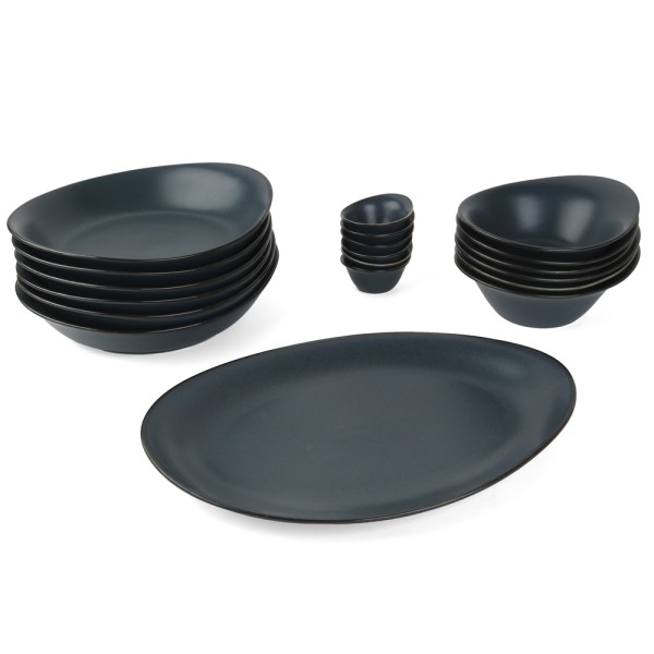 Modern dinner service in blue "Coral" 19 pcs.