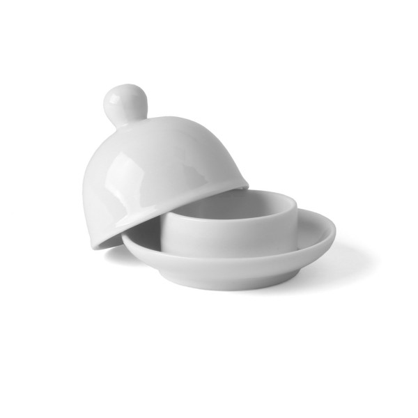 Cloche à beurre en porcelaine avec couvercle à bouton