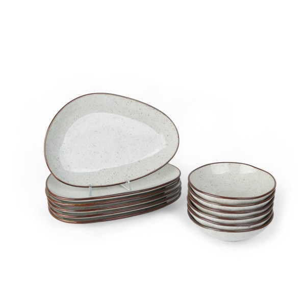 12-pcs-Set of Reactive Porcelain Plates & Bowls "Arena"