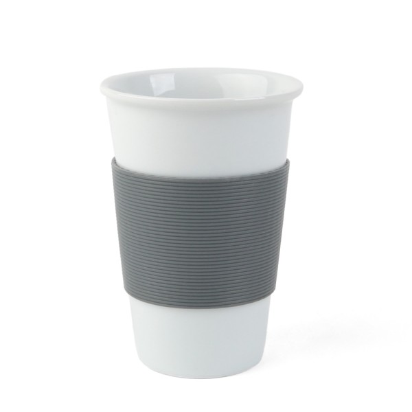 Set 2 de mugs de cafe Coffee to Go 0,38 l avec banderole gris