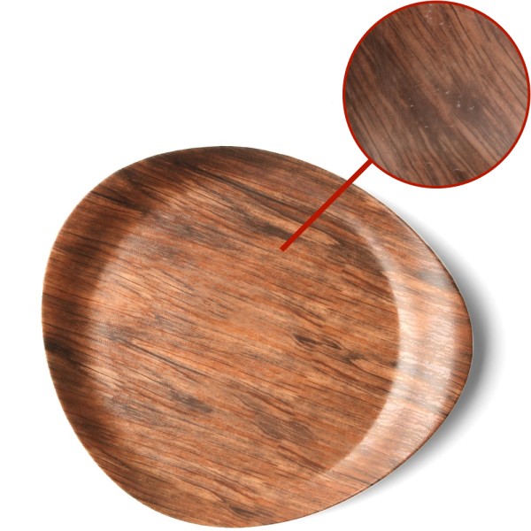 Porzellan Platte 31 cm "Wood Dekor" - 2. Wahl