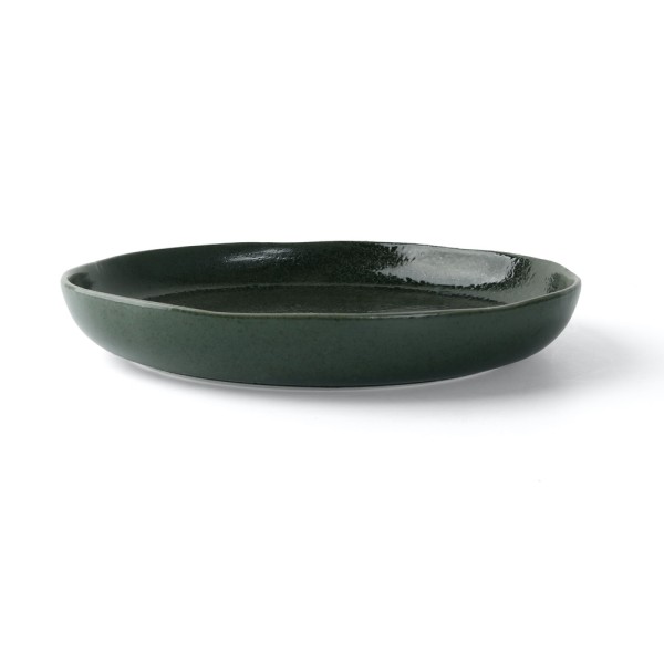 Porzellan Platte 24 cm, hoher Rand "Musgo" aus grünem Hartporzellan, grün