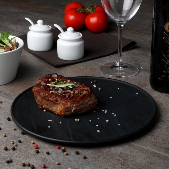 Steak plate round black 25 cm "Slate Design