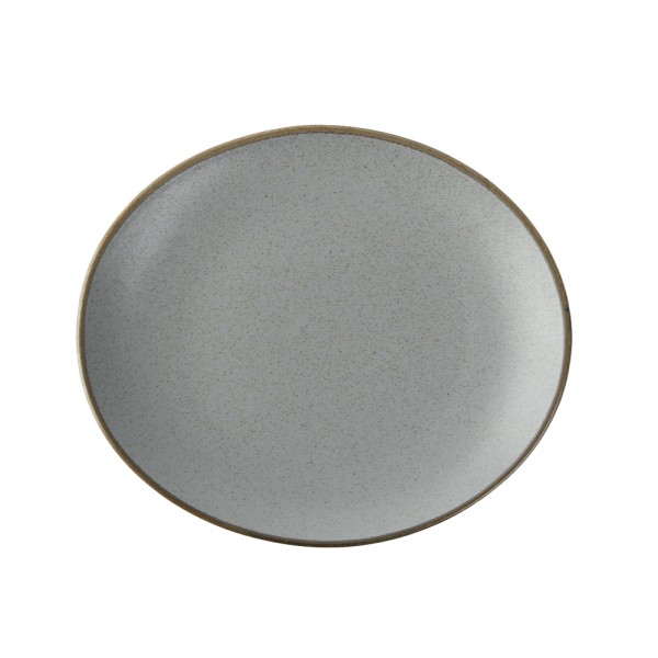 Alumina Porzellan Teller flach 27 cm irregular "Granito", grau