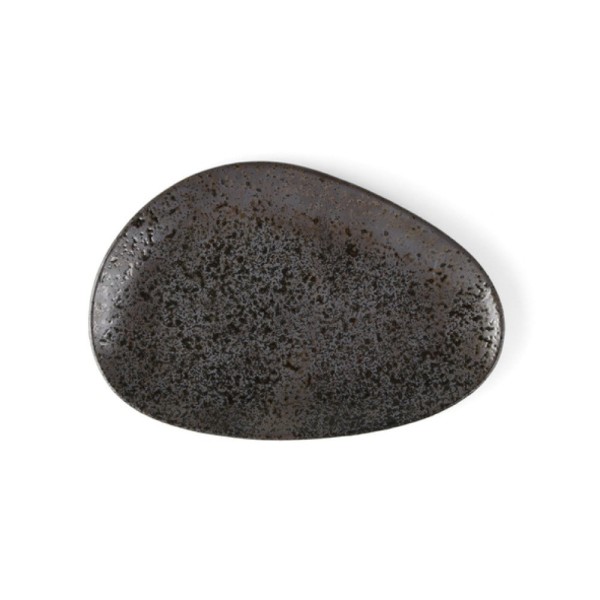 Porzellan Platte 27 cm oval "Carbon" aus Hartporzellan, grau