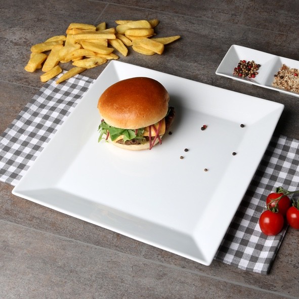 Assiette burger en forme carrée 30 cm