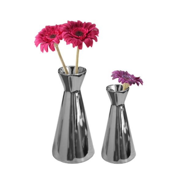 Vase à fleurs 2 pieces Forme en X argentée