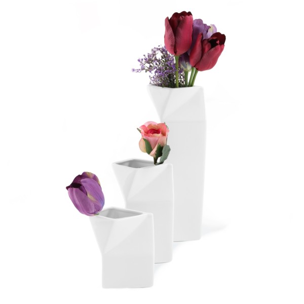 3-tlg. Vasen-Set Porzellan im Einwegdesign