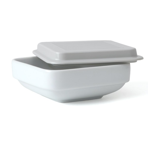 Square bowl 15 cm with cover grey