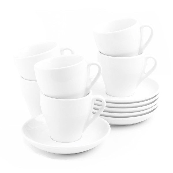 12 pcs. white coffee cup "Italiano" 0,35 l with saucer