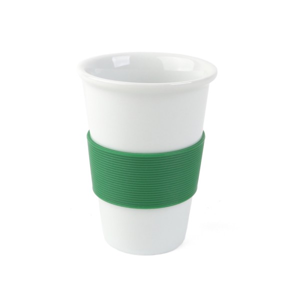2er Set Porzellan Kaffeebecher 0,20 l m. Banderole "Coffee to go" grün