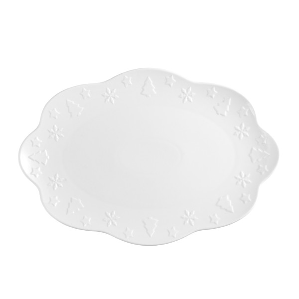 Plat ovale en porcelaine 38 cm "Ceremony" en porcelaine fine en relief