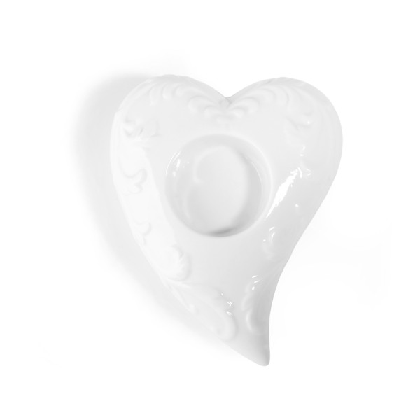 Porte-bougie à réchaud en porcelaine 14 cm Coeur