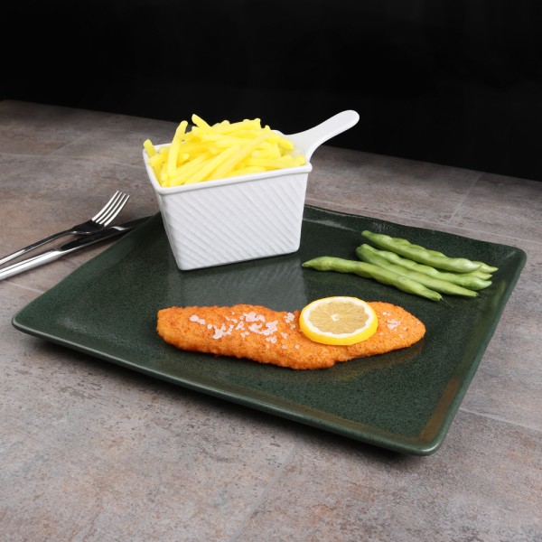 Porcelain Plate 33 x 27 cm "Musgo" with french fries busket