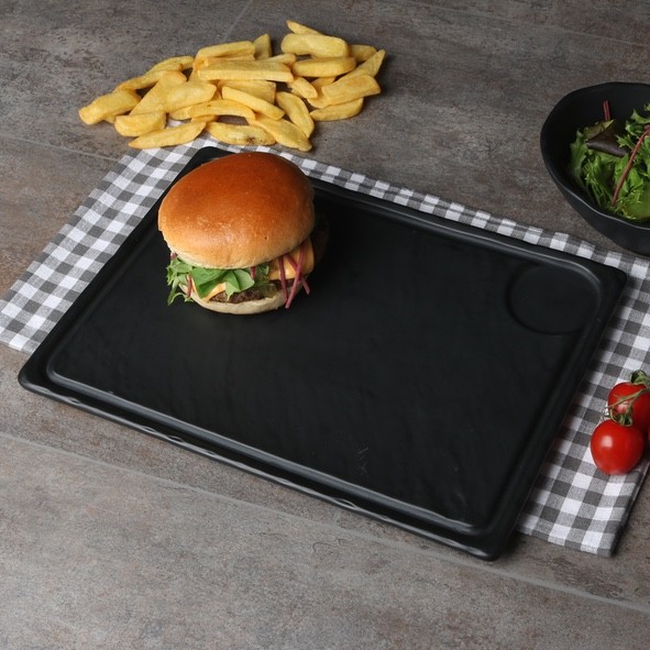 Plat burger noir 33 x 24 cm aspect ardoise